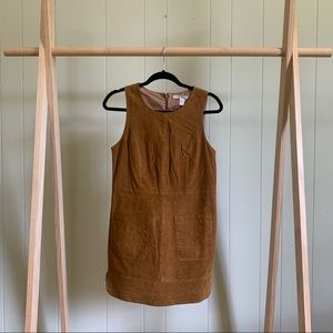 Faux Suede Camel Color Retro Mini Dress